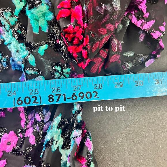 Kimono Women XL Multicolored Floral Sheer Witchy Goth Beaded Dark Moody Duster - Picture 5 of 5